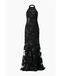 Ivonne Women's Halter Floral Lace Mermaid Gown