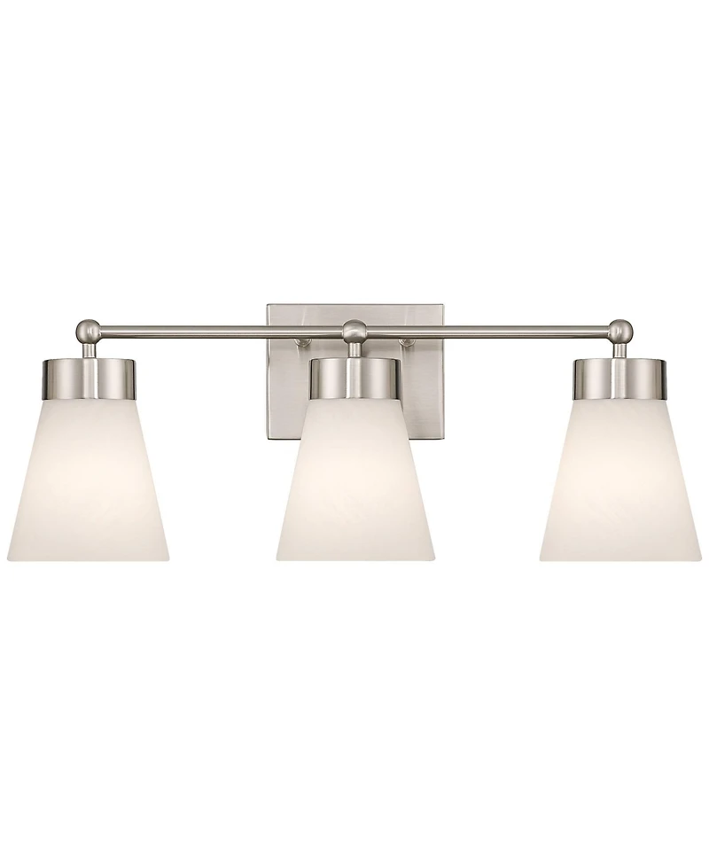Regency Hill Hemingway 22" Wide Brushed Nickel and Cloud Glass 3-Light Bath Light