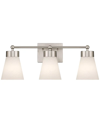 Regency Hill Hemingway 22" Wide Brushed Nickel and Cloud Glass 3-Light Bath Light