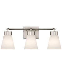 Regency Hill Hemingway 22" Wide Brushed Nickel and Cloud Glass 3-Light Bath Light