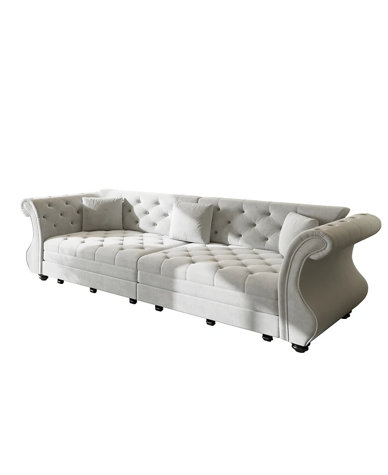 Streamdale Furniture Oversized Chesterfield Velvet Pull Out Sofa Bed