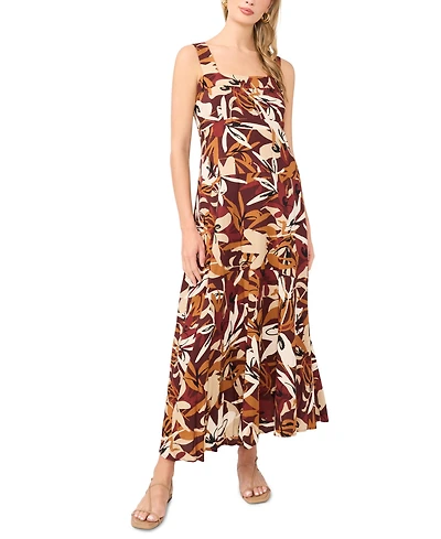 Vince Camuto Women's Printed Square Neck Maxi Dress
