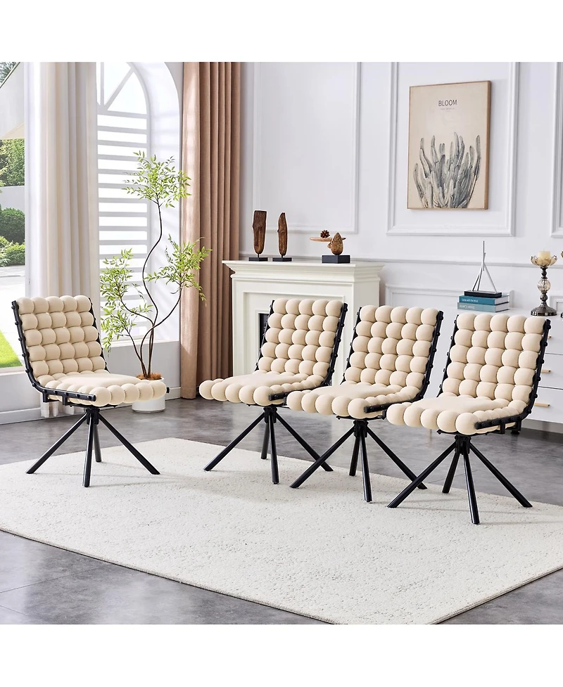 Streamdale Furniture Set of 2 Puffy Bubble Chairs with Legs, Modern Tufted Accent Chairs