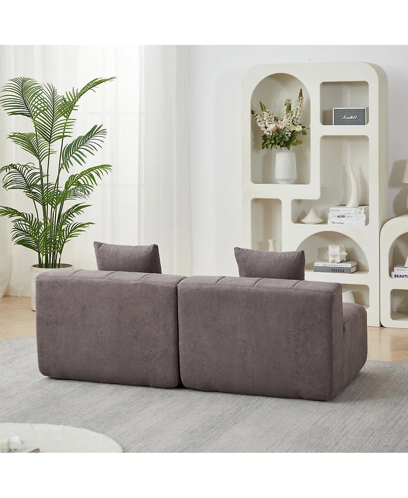 Streamdale Furniture Chenille Curved Sectional Sofa with 8 Pillows and Modular Seats