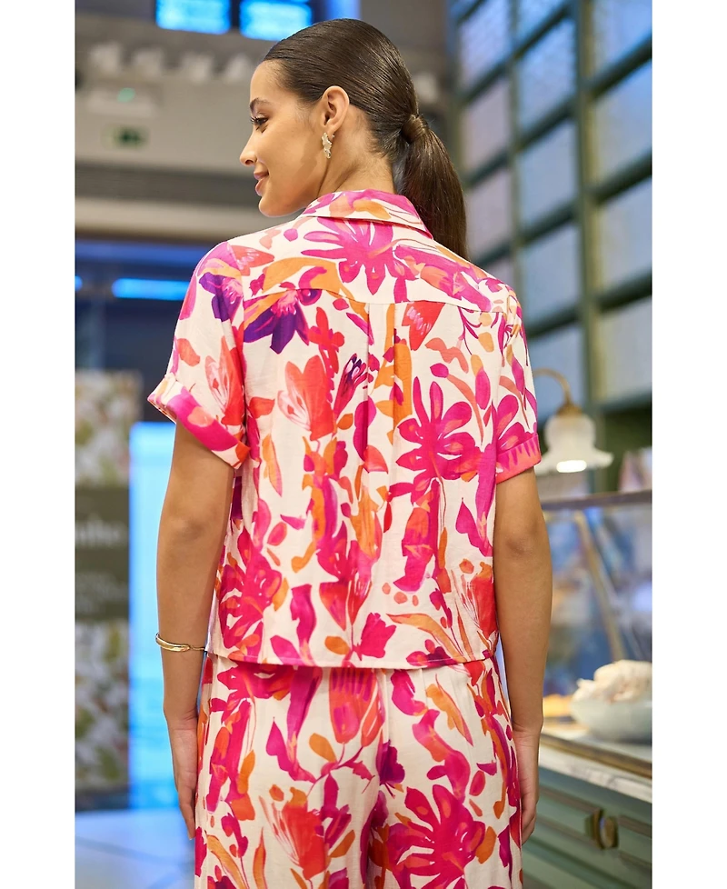 Yumi Women's Abstract Floral Shirt