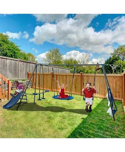 Streamdale Furniture Boys Thrilling Saucer Swingset with Slide