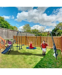 Streamdale Furniture Boys Thrilling Saucer Swingset with Slide