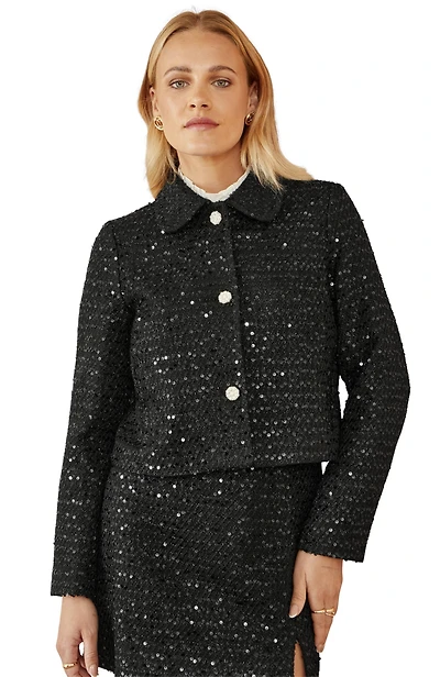 Yumi Women's Boucle Sequin Jacket