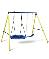 Streamdale Furniture Boys Indoor/Outdoor Metal Swing Set with Safety Belt for Backyard