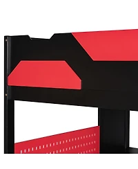 Streamdale Furniture Wood Loft Bed with Desk, Multi-storage Shelves, Usb and Rgb Light