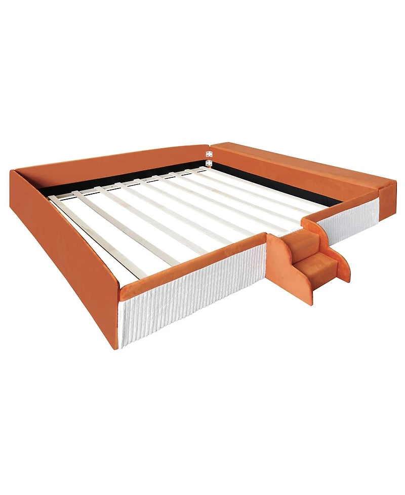 Streamdale Furniture Velvet Daybed w/ Stairs and Storage Ottoman
