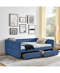 Streamdale Furniture Boucle Daybed w/ 2 Drawers and Tufted Sofa Bed