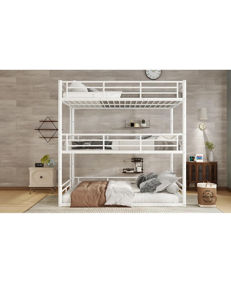 Streamdale Furniture Metal Triple Bunk Bed with Guardrails