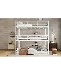 Streamdale Furniture Metal Triple Bunk Bed with Guardrails