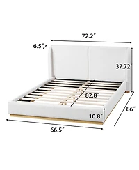 Streamdale Furniture Modern Boucle Winged Bed Frame with Enclosed Wood Base
