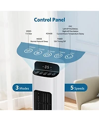 Antarctic Star Oscillating Tower Fan, 5 Speeds with Remote and Led Temperature Display