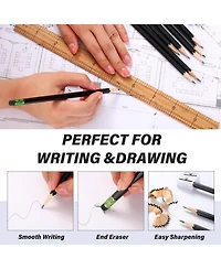 Gnuadz Hb Pencils with Eraser Unsharpened Wooden Hexagonal School Art Office Sketching Pack of 120