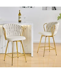 Streamdale Furniture Velvet Braided Bar Stools Set of 2
