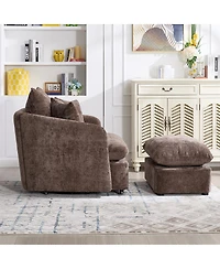 Streamdale Furniture Oversized Swivel Accent Chair with Ottoman and 3 Pillows.