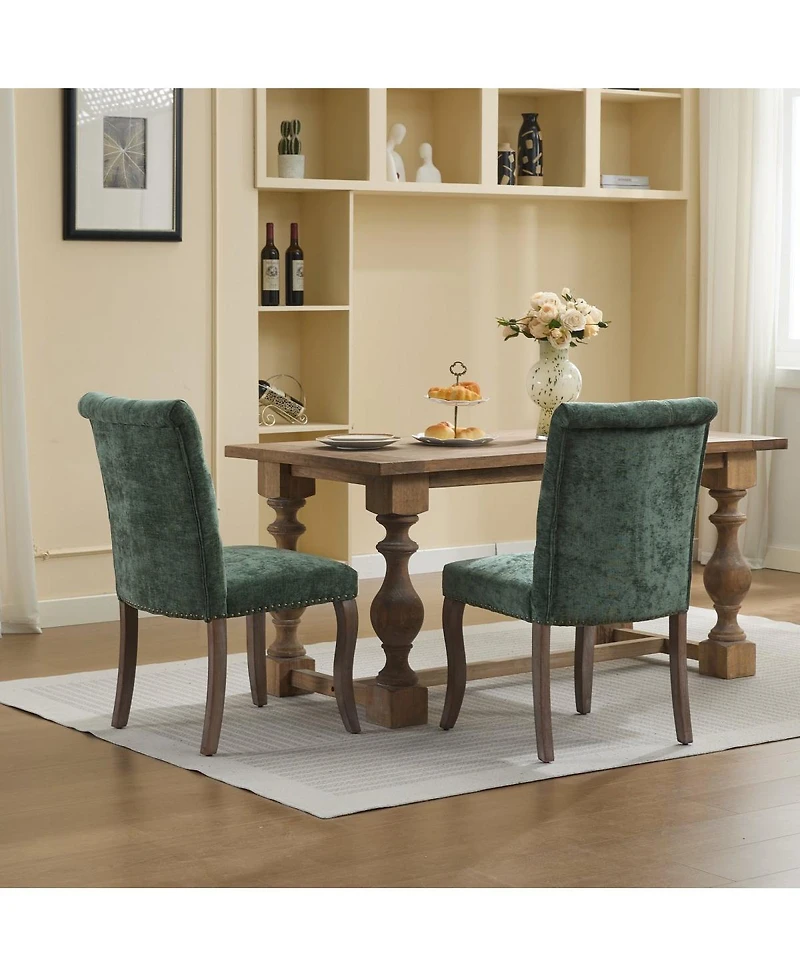 Streamdale Furniture Chenille Tufted Dining Chairs
