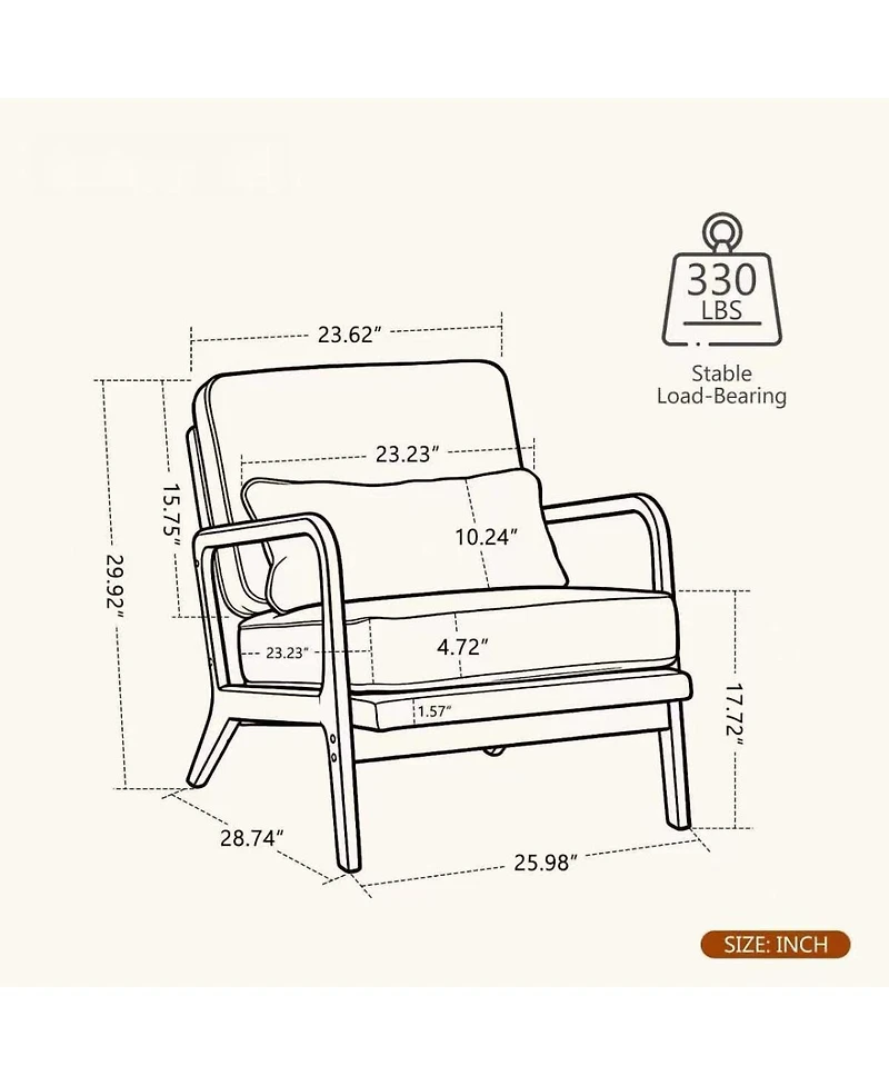 Streamdale Furniture Comfy Upholstered Accent Chair with Wood Arms.