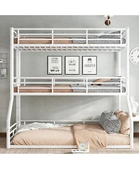 Streamdale Furniture Metal Triple Bunk Bed with Guardrails