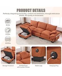 Streamdale Furniture Cloud Modular Corduroy Sectional Sofa