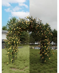 homfan Elegant Metal Garden Arch Trellis for Climbing Plants