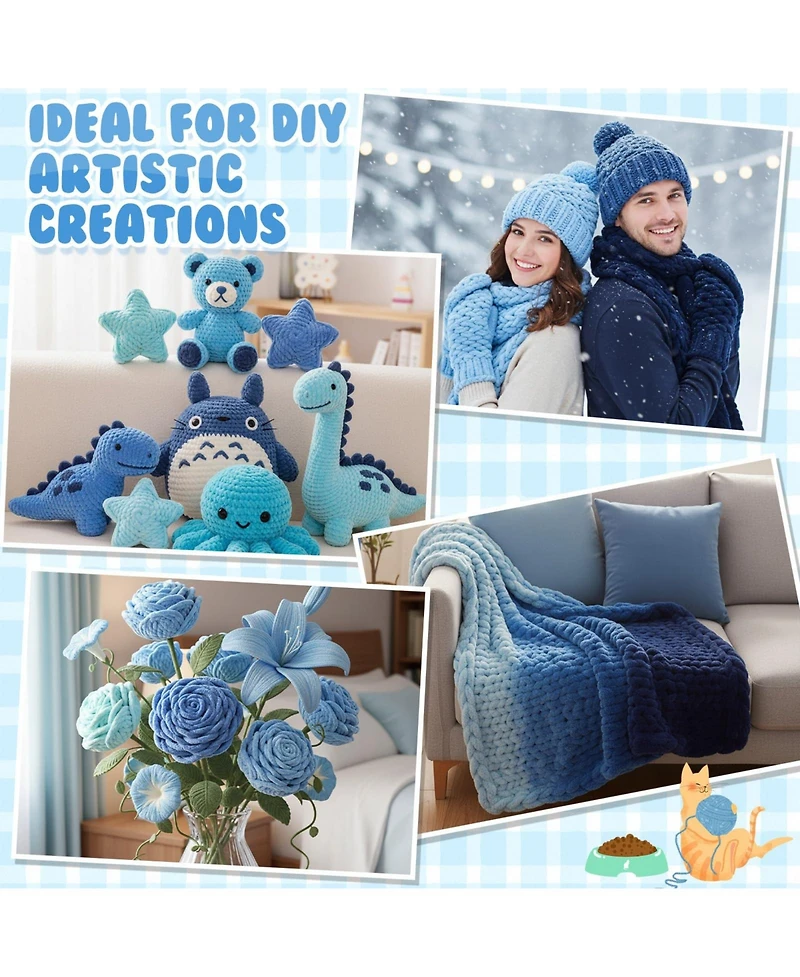 Gnuadz Chunky Chenille Yarn Crocheting Knitting Blanket Crafts