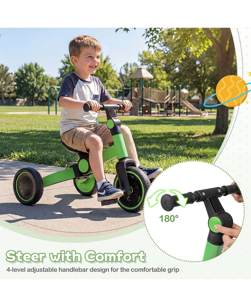 Slickblue Toddler 5-in-1 Balance Bike with Adjustable Seat and Removable Pedals