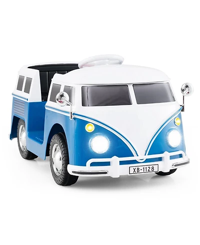 Slickblue 12V Ride On Bus for Kids with Led Lights, Cup Holder and Electric Drive