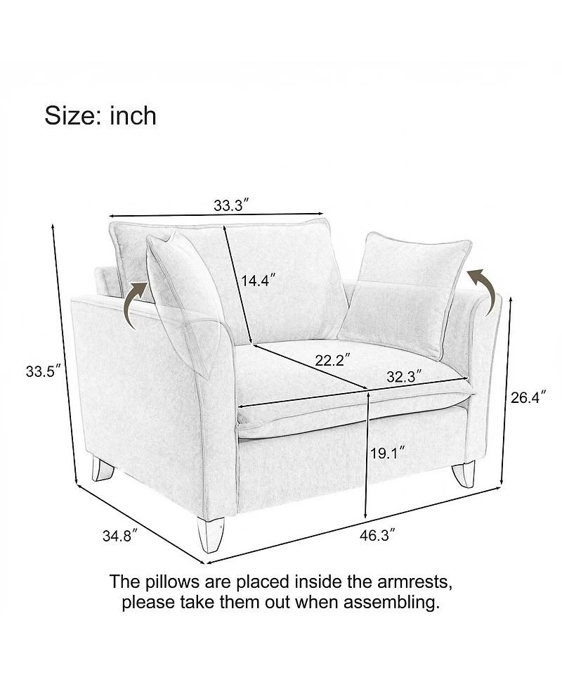 Streamdale Furniture Chenille Oversized Armchair with Pillow