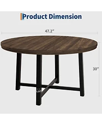 homfan Round Dining Table for 4 to 6 with Metal Frame, Space-Saving Kitchen and Room