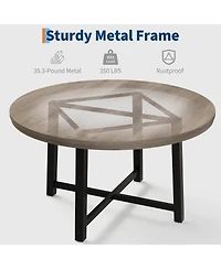 homfan Round Dining Table for 4 to 6 with Metal Frame, Space-Saving Kitchen and Room