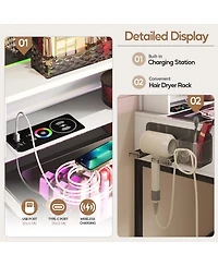 Vlsrka Led Vanity Desk Set with Rgb Mirror, Remote & Charging Station