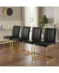 Streamdale Furniture Pu Leather Dining Chairs with Metal Legs