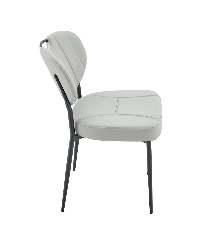 Streamdale Furniture 2 Leather Dining Chairs with Metal Legs