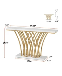Tribesigns 59 inch Console Table, Modern Entryway Table with Grid-Shaped Metal Base