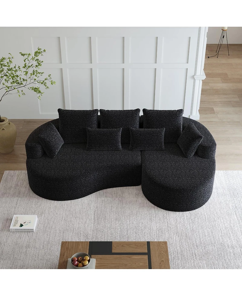 Streamdale Furniture Modern Oversized Chenille Sectional Sofa, 105-Inch Curved Cloud Couch with 7 Pillows