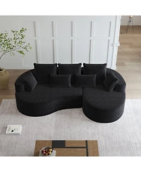 Streamdale Furniture Modern Oversized Chenille Sectional Sofa, 105-Inch Curved Cloud Couch with 7 Pillows