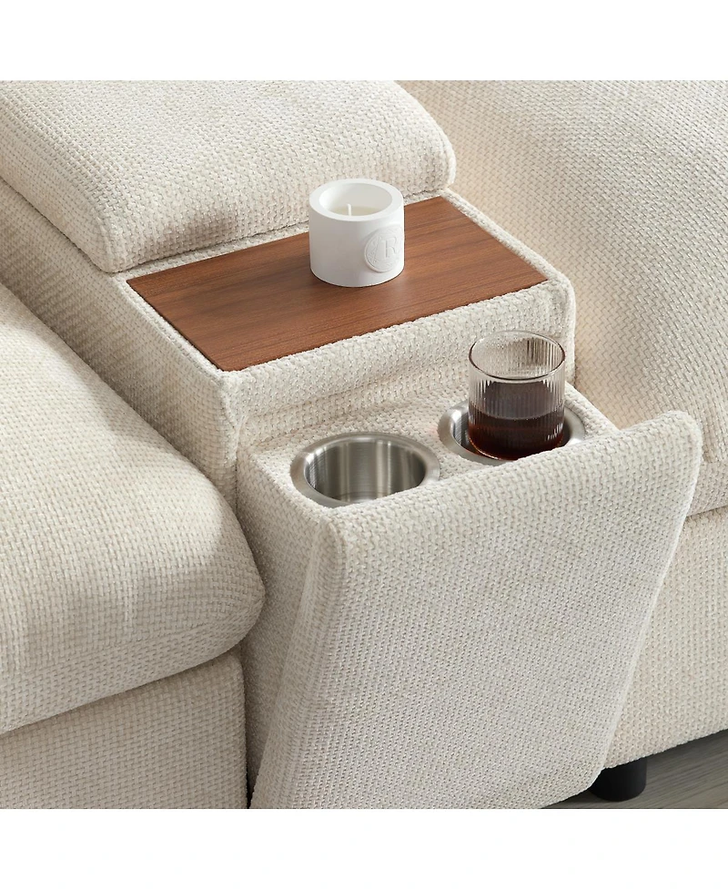 Streamdale Furniture 136" Modular Sectional Sofa with Console, Cup Holder & Usb Charger