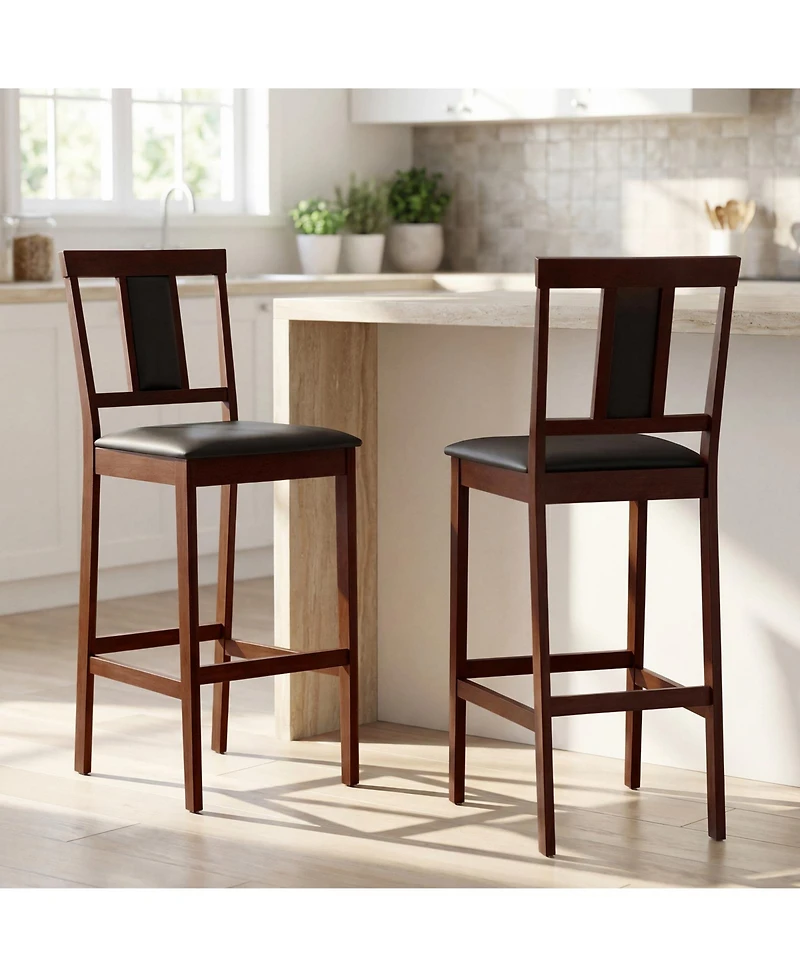 Costway Upholstered Barstool 29.5" Bar Height Kitchen Island Stool