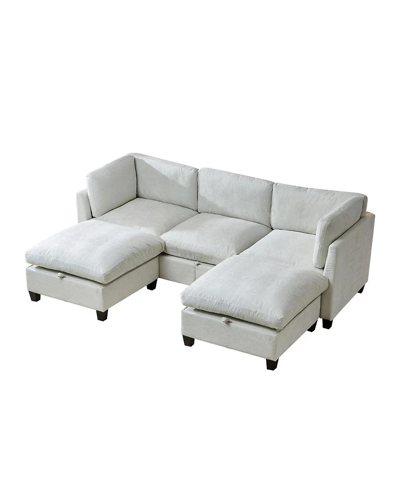 Streamdale Furniture Chenille U-Shape Sectional Sofa with Storage