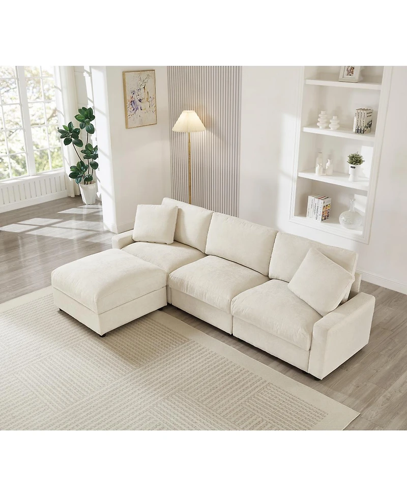 Streamdale Furniture Modular L-Shape Sectional Sofa with Ottoman Storage