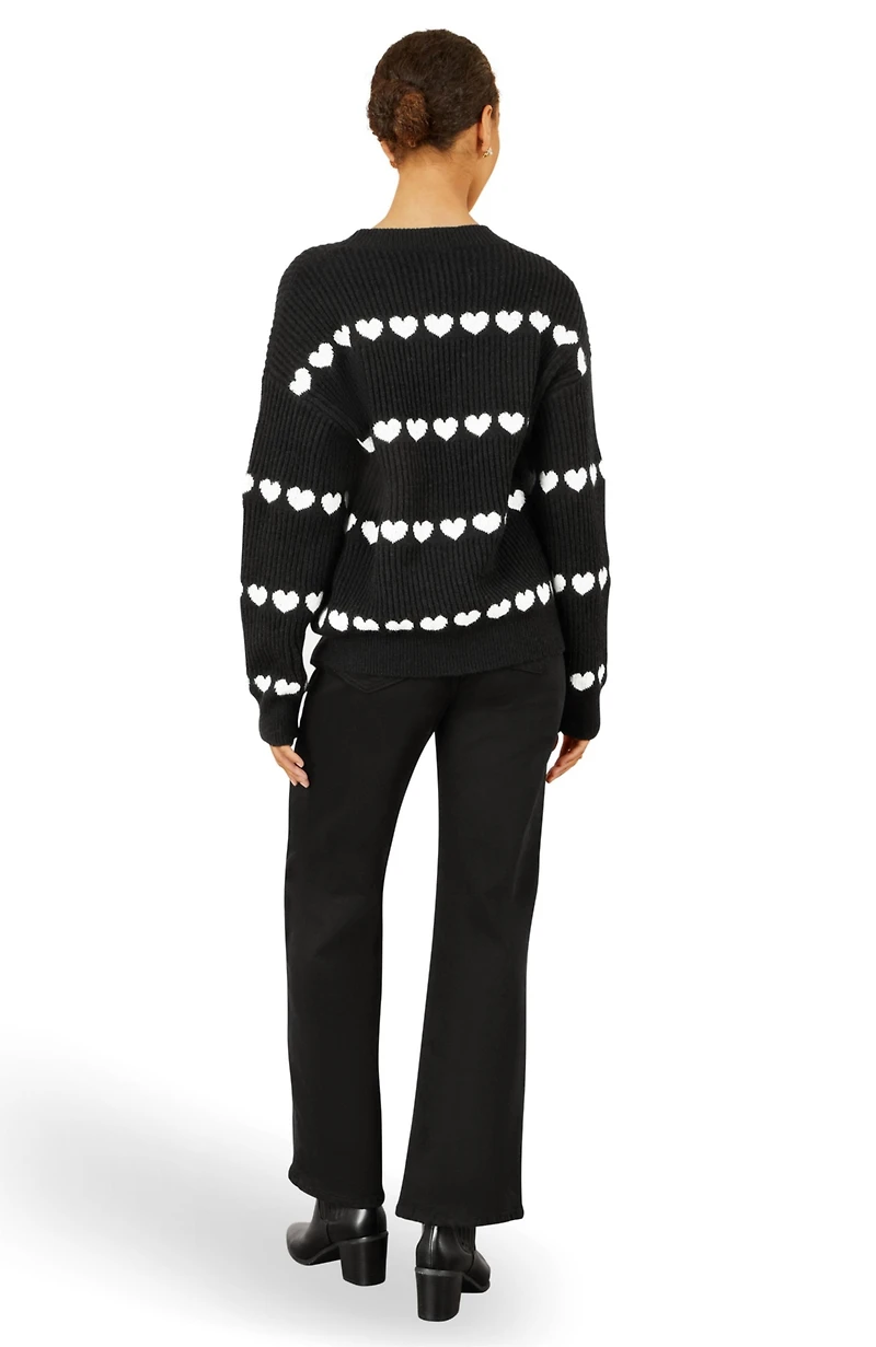 Yumi Women's Heart Stripes Jumper