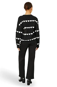 Yumi Women's Heart Stripes Jumper