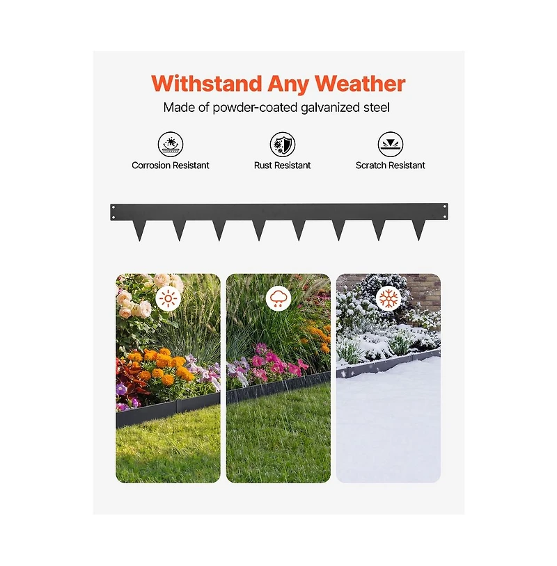 Sugift Galvanized Steel Landscape Edging 10-Pack 40 x 4.5 Inch Metal Edging for Landscaping