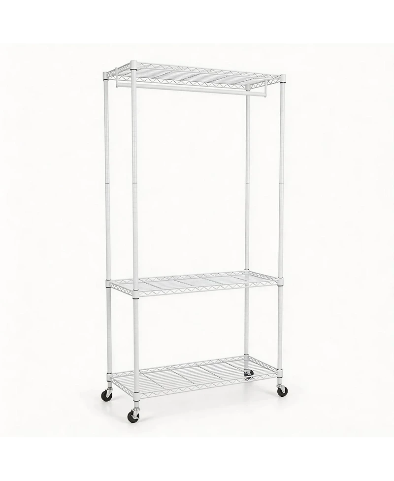 Streamdale Furniture Heavy Duty Rolling Garment Rack and Closet Organizer
