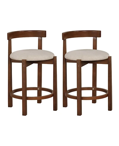 Sugift Counter Height Bar Stools Set of Two with Backrests and Footrests