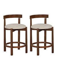 Sugift Counter Height Bar Stools Set of Two with Backrests and Footrests